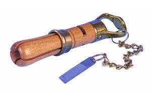 Lederfixierer aus Holz und Messing