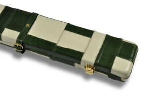 Flickwerk Lederkoffer Grün Creme für 3/4-geteilte Queues nah