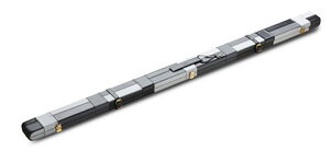 Flickwerk Lederkoffer Schwarz Grau breit nah zu