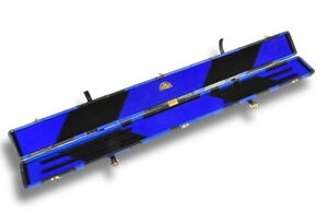 Flickwerk Lederkoffer Schwarz Blau für 3/4-geteilte Queues offen ganz